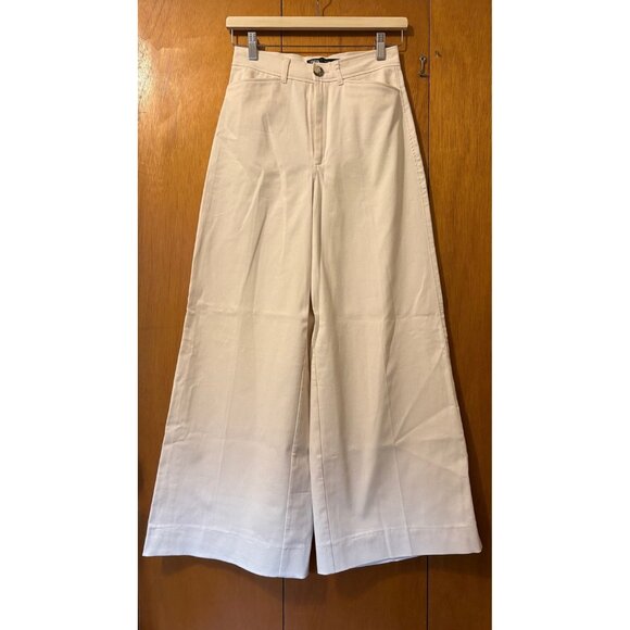 NWOT ZARA ECRU WIDE LEG PANTS, SIZE: SMALL - Picture 2 of 7